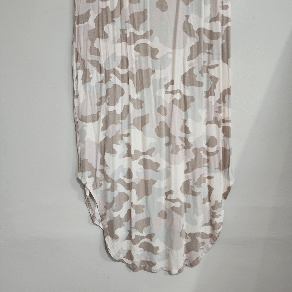 Olive & Oak Camo Knit Dress Sleeveless High Low Hem Tank V Neck Pastels Earth - Picture 7 of 11